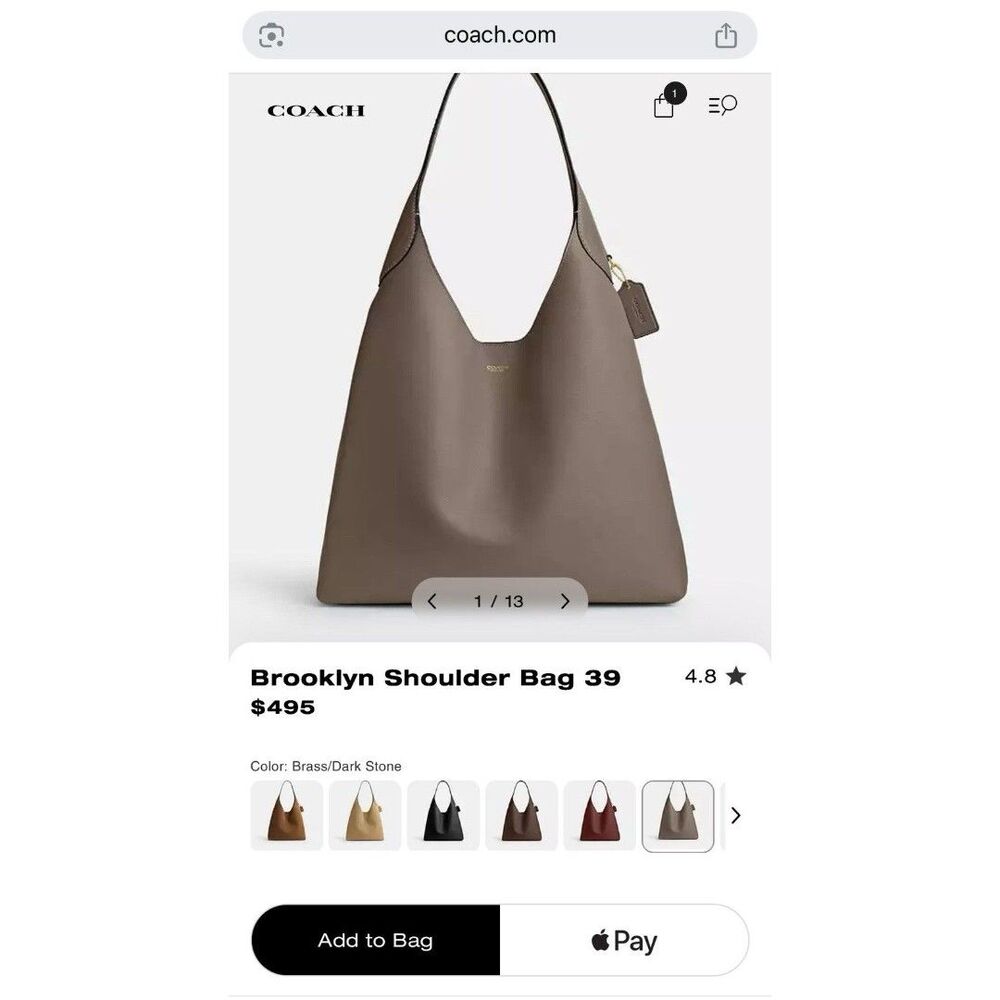 Coach Brooklyn 39 Dark Stone Shoulder Bag